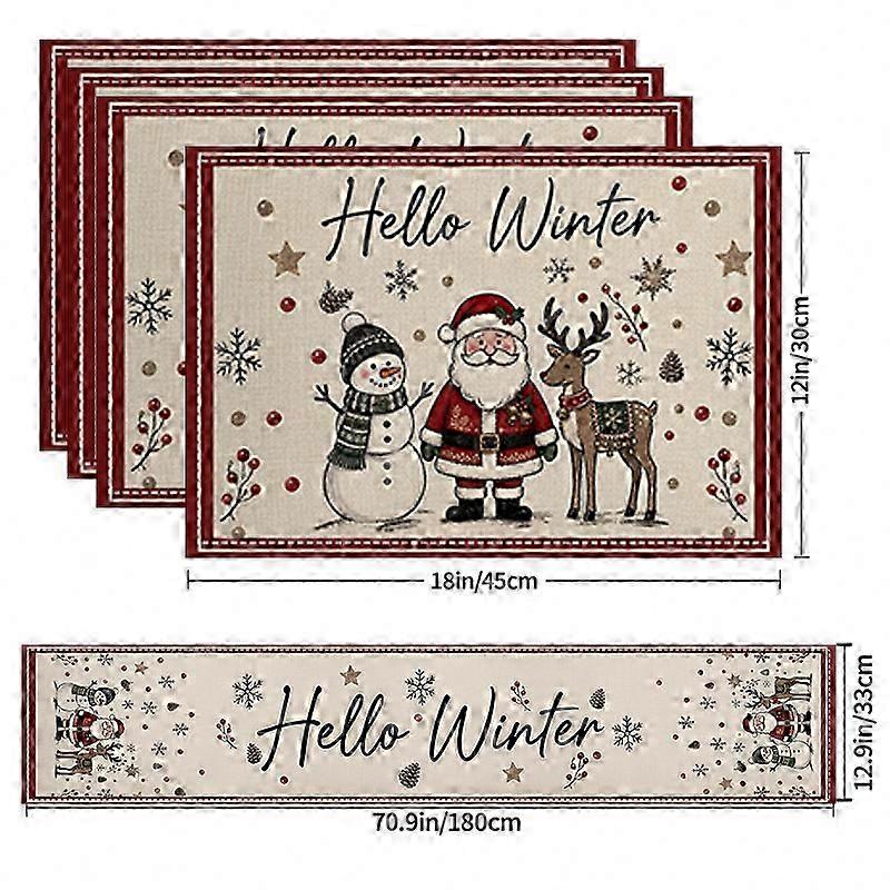 Festive Winter Table Setting Placemats Runner
