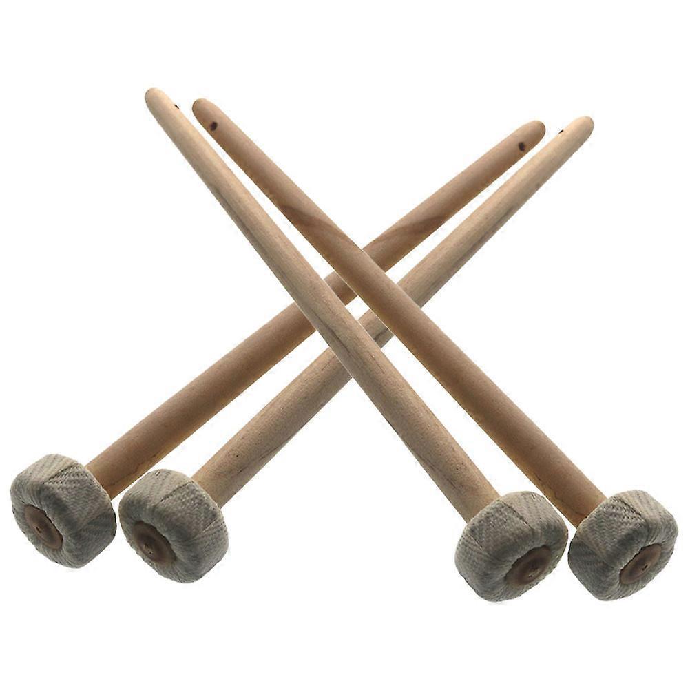 Solid Wood Shaft Gong Mallets With Linen Wrap