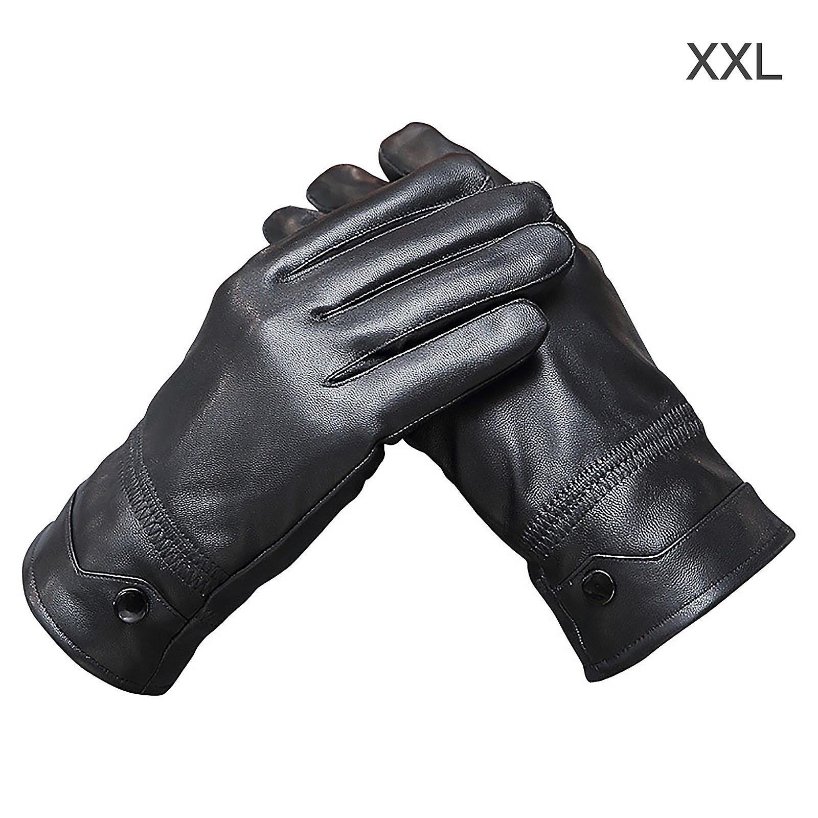 Winter Leather Gloves Wool Fleece Lined Thick Thermal Snow Driving