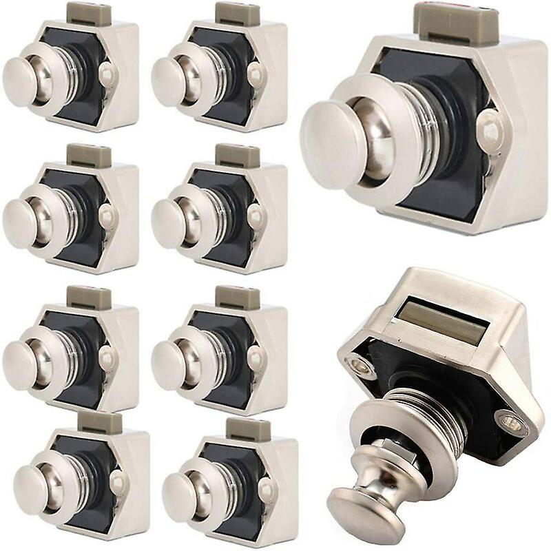10 PCS Push Button Latch,Keyless Cabinet Lock Clasp Cupboard Door Knob,for Zippered Cabinet,Yachts,Caravans,RVs,Camping Boats,Versailles