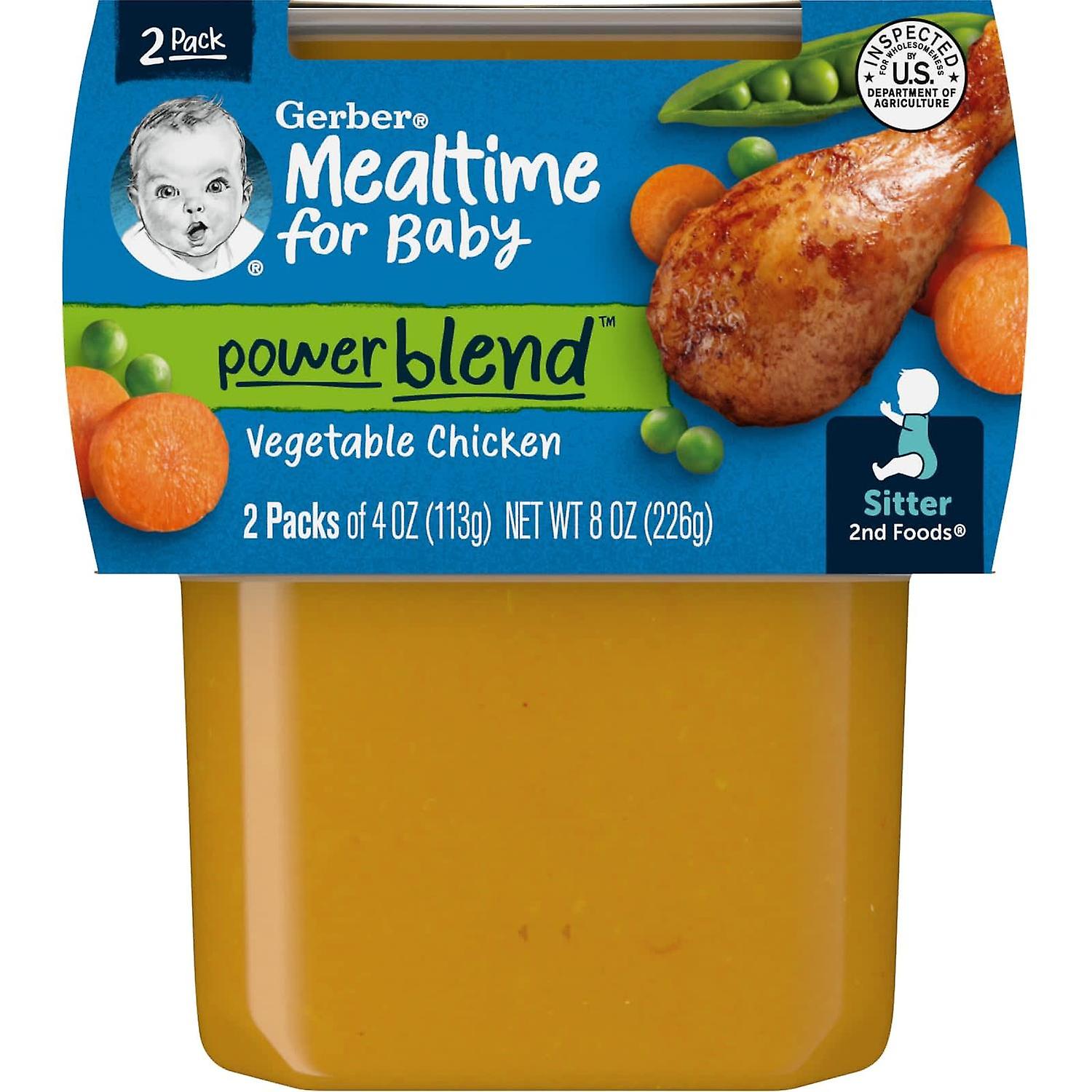 Gerber, Pora posiłku dla dziecka, Power Blend, 2nd Foods, Warzywny kurczak, 2 Opakowanie, 4 uncje (113 g) Każdy