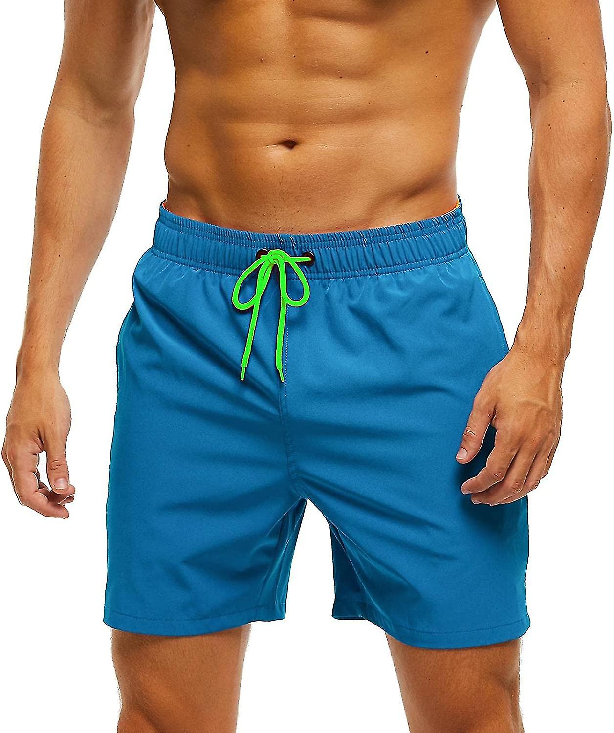 Men S Swim Trunks With Zip Pocket  Waterproof  Drying  Quick Swimsuit  Bathing Shorts With Adjustable Drawstring-n