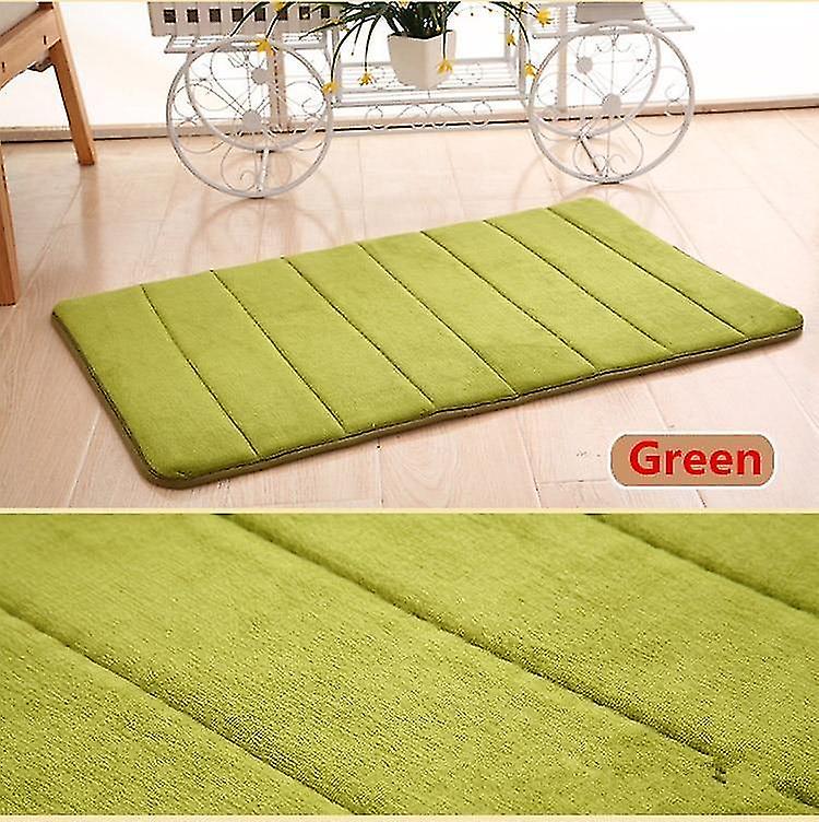 Green 40x60cm Home Bath Mat Non slip Carpet Soft Coral Fleece Memory Foam Rug