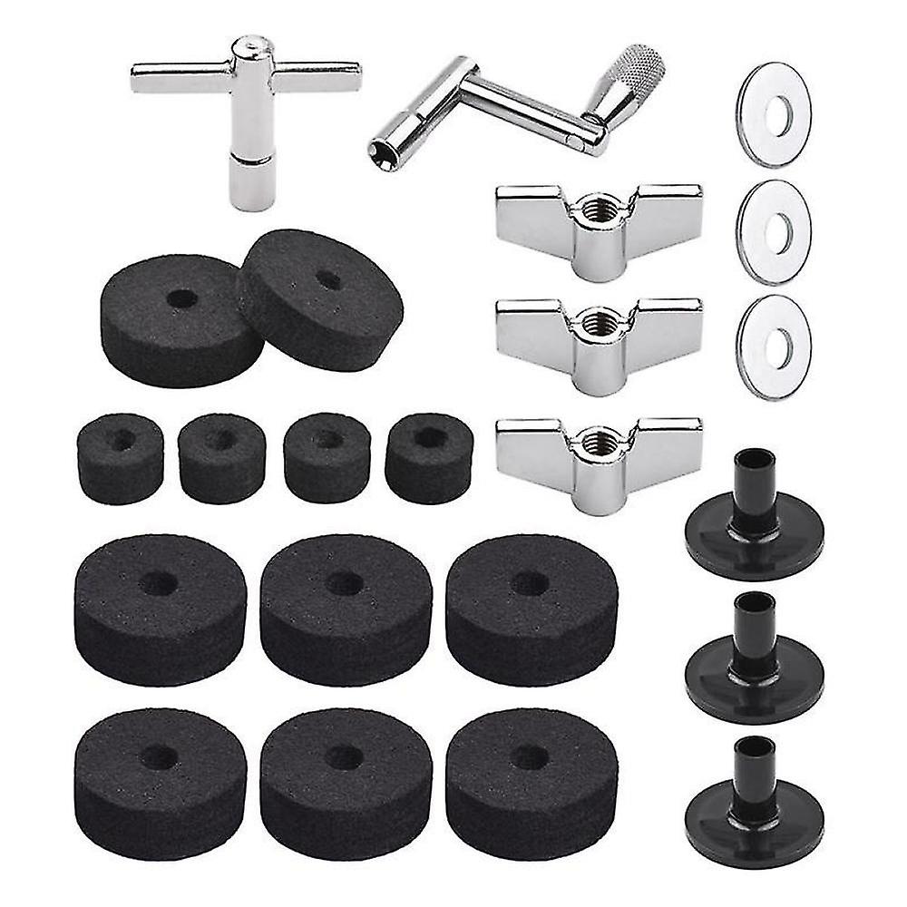 23pcs Cymbal Replacement Accessories Drum Parts With Cymbal Stand Felts Drum Cymbal Felt Pads Include Wing Nuts Washers