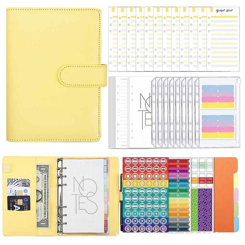 A6 Binder Budget Planner Notebook Covers Folder Size 6 Hole Pockets Plastic Zipper Money Saving Macaron Account Book