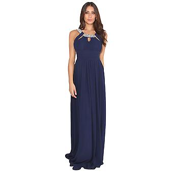 ROBE KRISP Diamante Neck Chiffon Maxi