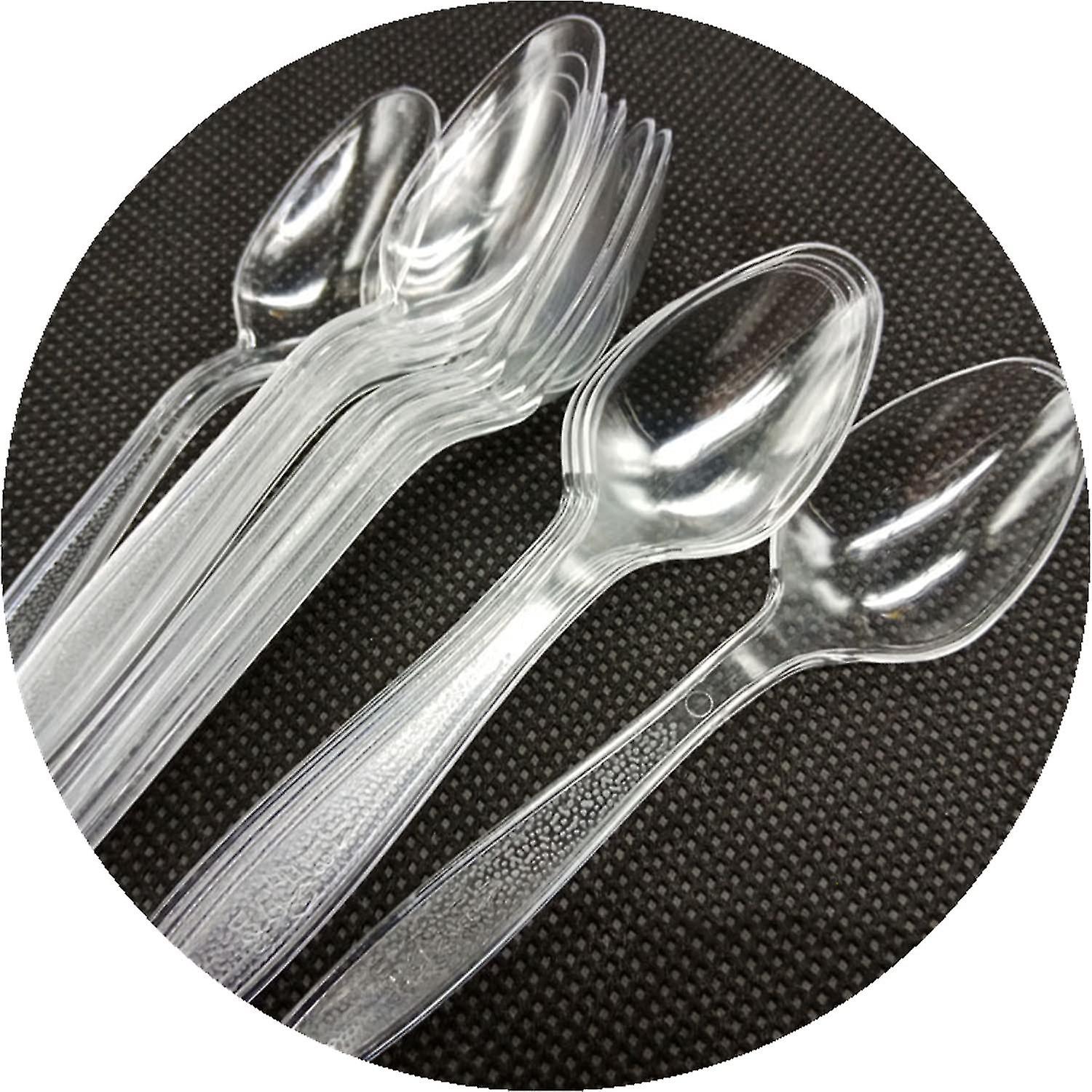Althee 80 Pcs Clear Plastic Spoons Heavy Duty Clear Plastic Spoon Tableware And Dinnerware Reusable
