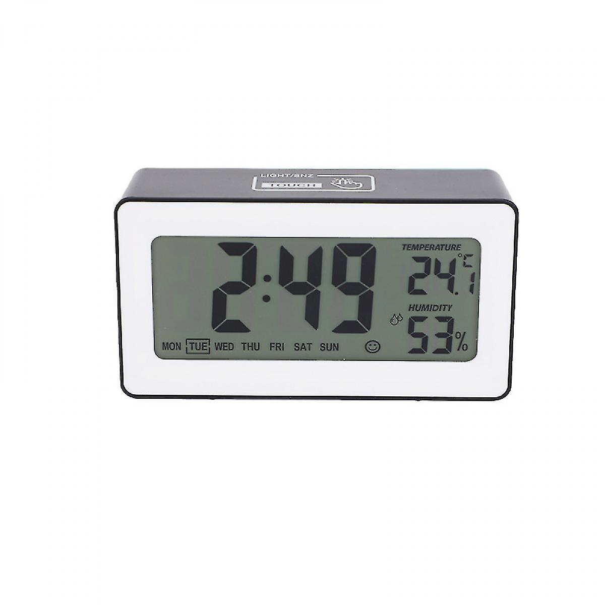 5 Inch Smart Lcd Electronic Clock Desktop With Alarm Clock Luminous Lazy Electronic Clock Multifunctional Fixed Clock Black A
