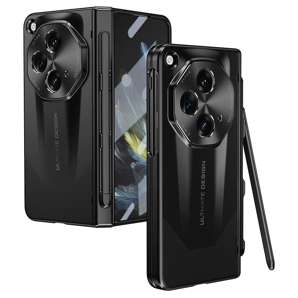 Per OnePlus Custodia Aperta Pellicola di Vetro Temperato Protezione Cerniera PC Cover con Stilo/Stilo Slot Nero Style D OnePlus Open