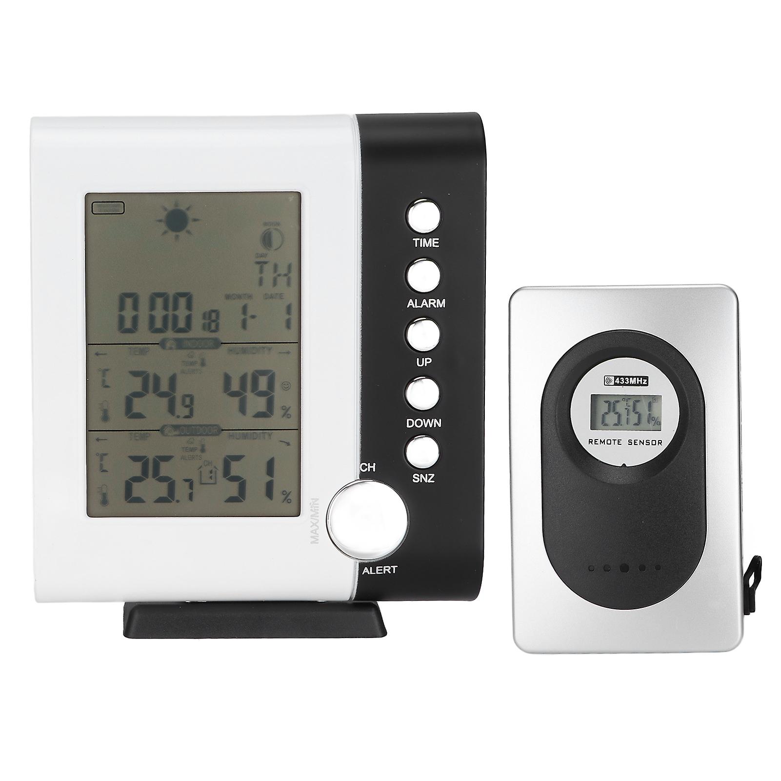 Multifunctional Weather Clock Digital Thermohygrometer with Alarm Clock Weather Forecast for Indoor Outdoor