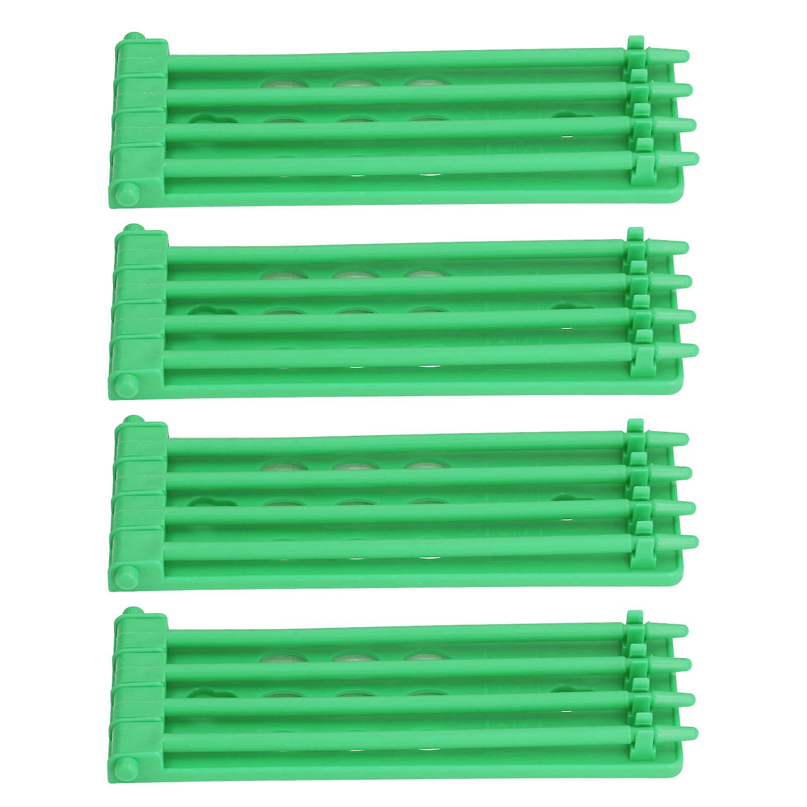 4 件鸽子腿环支架 4 柱设计大容量壁挂式安全耐用塑料鹦鹉腿环支架绿色