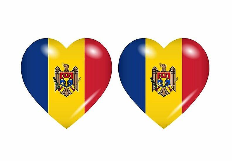2x Stick sticker heart flag MD Moldova