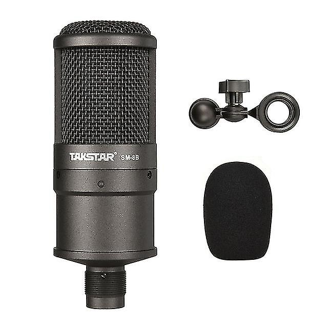 Takstar Sm-8b Side-address Microphone High Sensitivity Condenser Mic With Windscreen Mounting Adapter For Recording Broadcasting