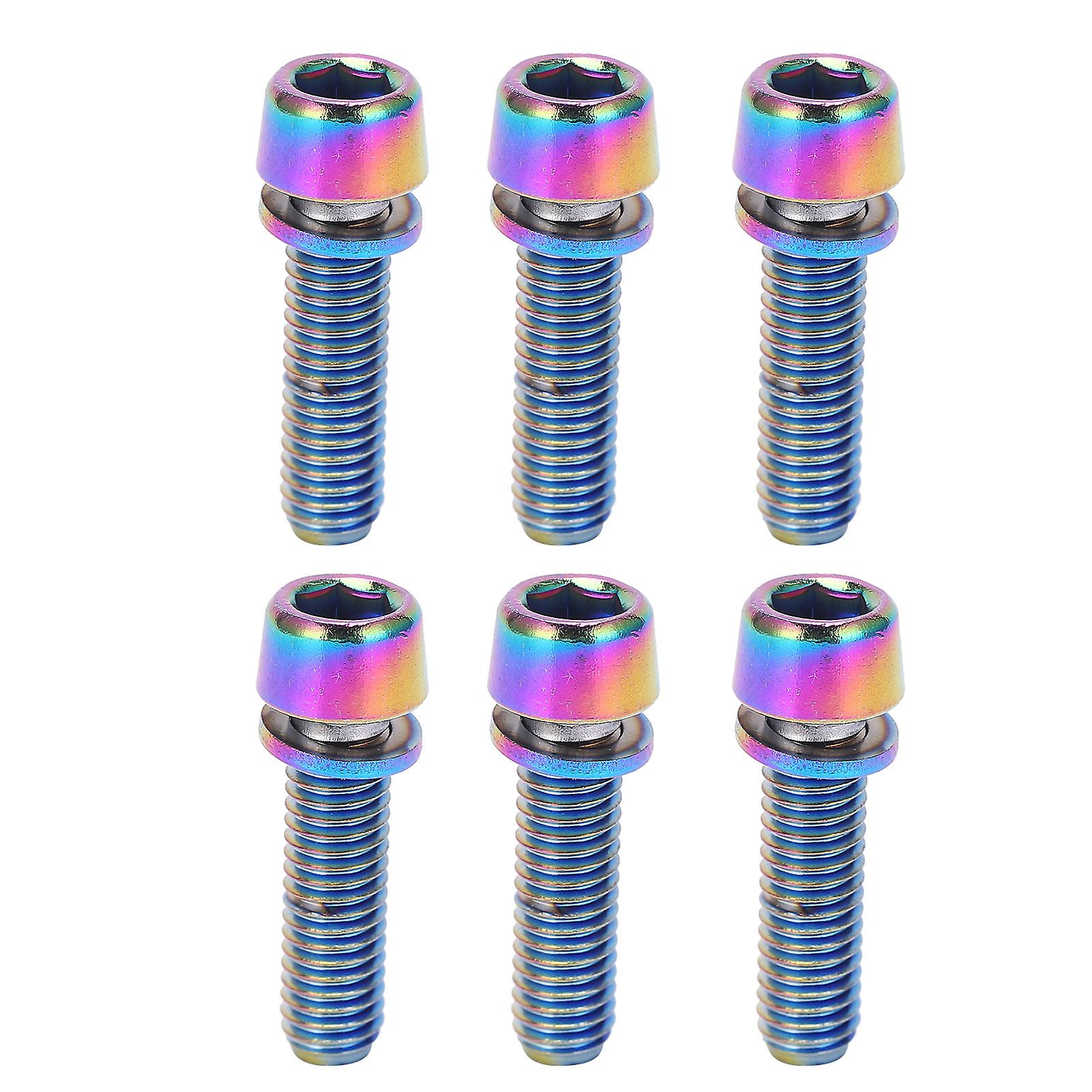 Qukaim Bicycle Stem Bolts Screw Bike Stem Screws 6pcs, Stainless Steel Bolts M5 for Mountain Bicycle Steering Handlebar with Washers