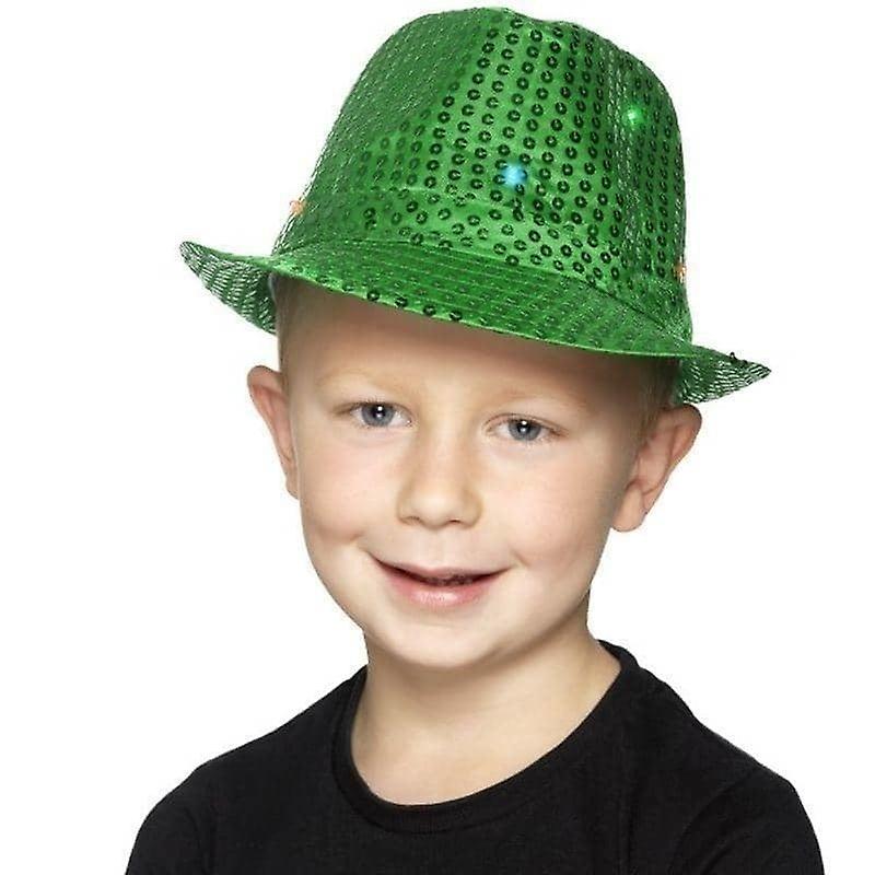 Light Up Sequin Trilby Hat Adult Green 47064