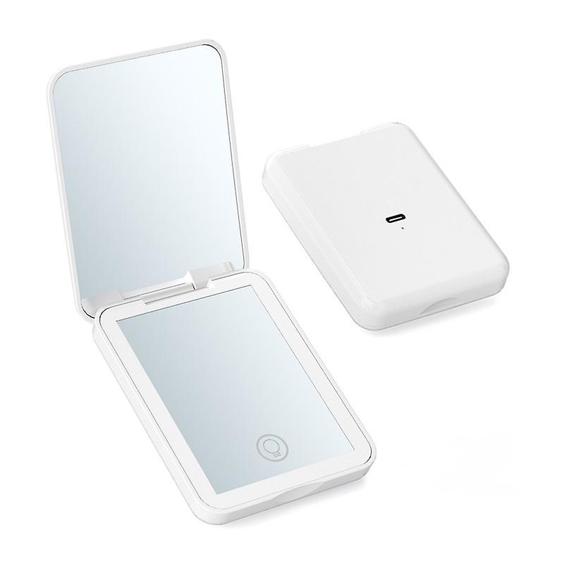 Rechargeable Mirror, Double-Sided 2X Magnifying Compact Makeup Mirror, 3 Color Lights, Dimmable, Small Portable Mirror led Travel Mirrors for Women
