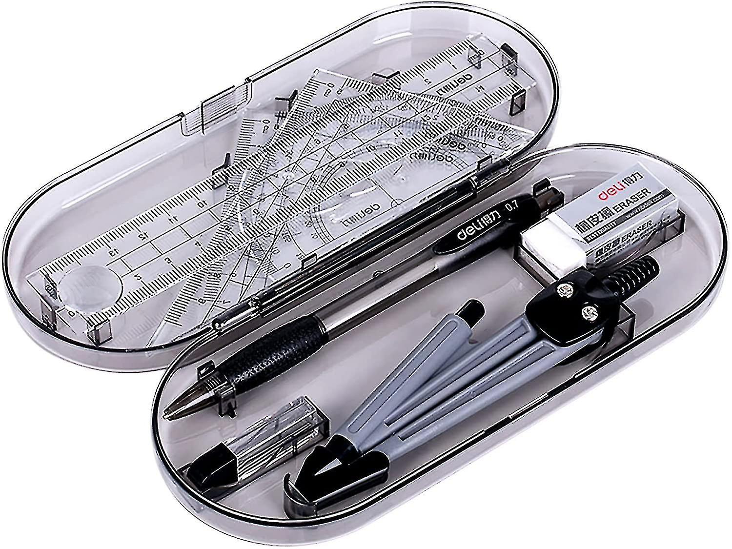 Bailinks 8-Piece Math Geometry Kit Set with Compass and Protractor for School Learning