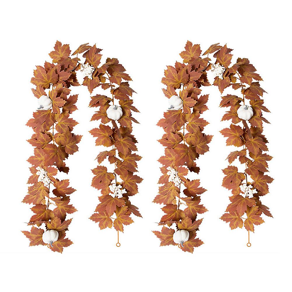 Artificial Maple Leaf Rattan Fake Vine with Autumn Leaves Simulation Hanging Plants Greenery for Home Garden Hotel Wedding Party2 Pces