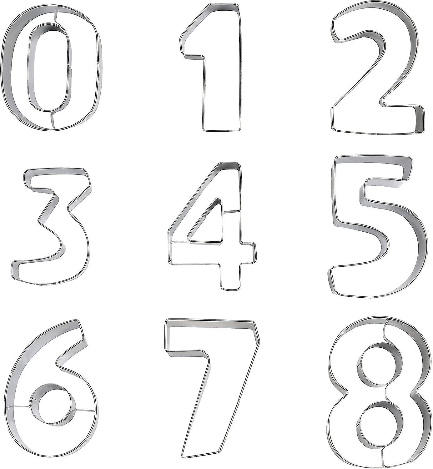 Set of 9 Number Cookie Cutters - Stainless Steel Cookie Molds Including Numbers 0-9 - Perfect Shapes