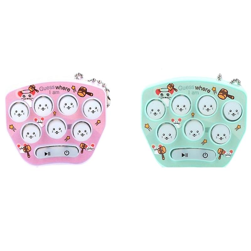 2pcs LED Electronic Mini Hamster Memory Game Toy Keychain, Mini Whack-A-Mole Game Keychain