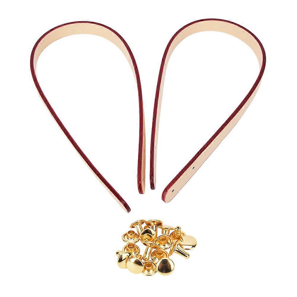 2kpl laukku käsihihna jaettu nahka DIY käsintehdyt käsilaukun osat 8 sarjaa vaalea kultainen niittisarja (lohen vaaleanpunainen)