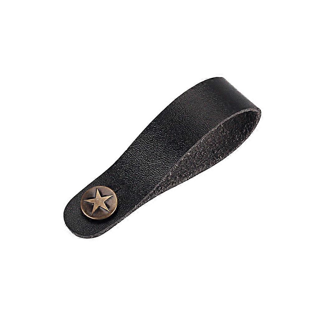 R133 Gitarrrem Star Gitarrremmar Klassisk Läderrem för Elakustisk Gitarr Bas (Svart)