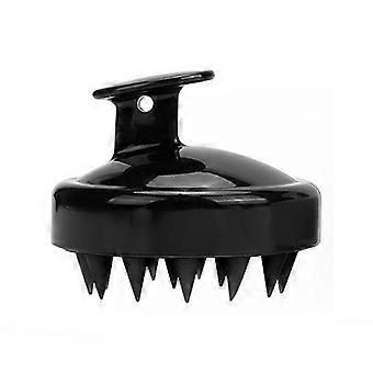 Silikonehårbørste til hovedbundsmassage, [våd og tør] hovedmassager, sort