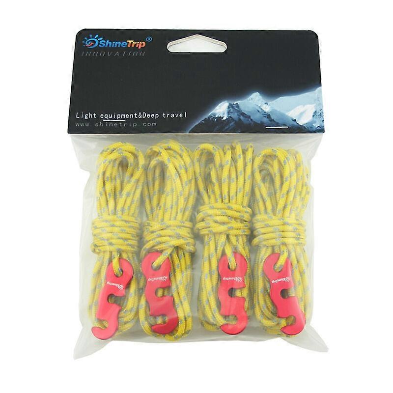 Reflective Tent Rope 4m Nylon Rope Tensioner, Suitable for Waterproof Fabric Mountaineering Awning Camping Tent (Yellow)
