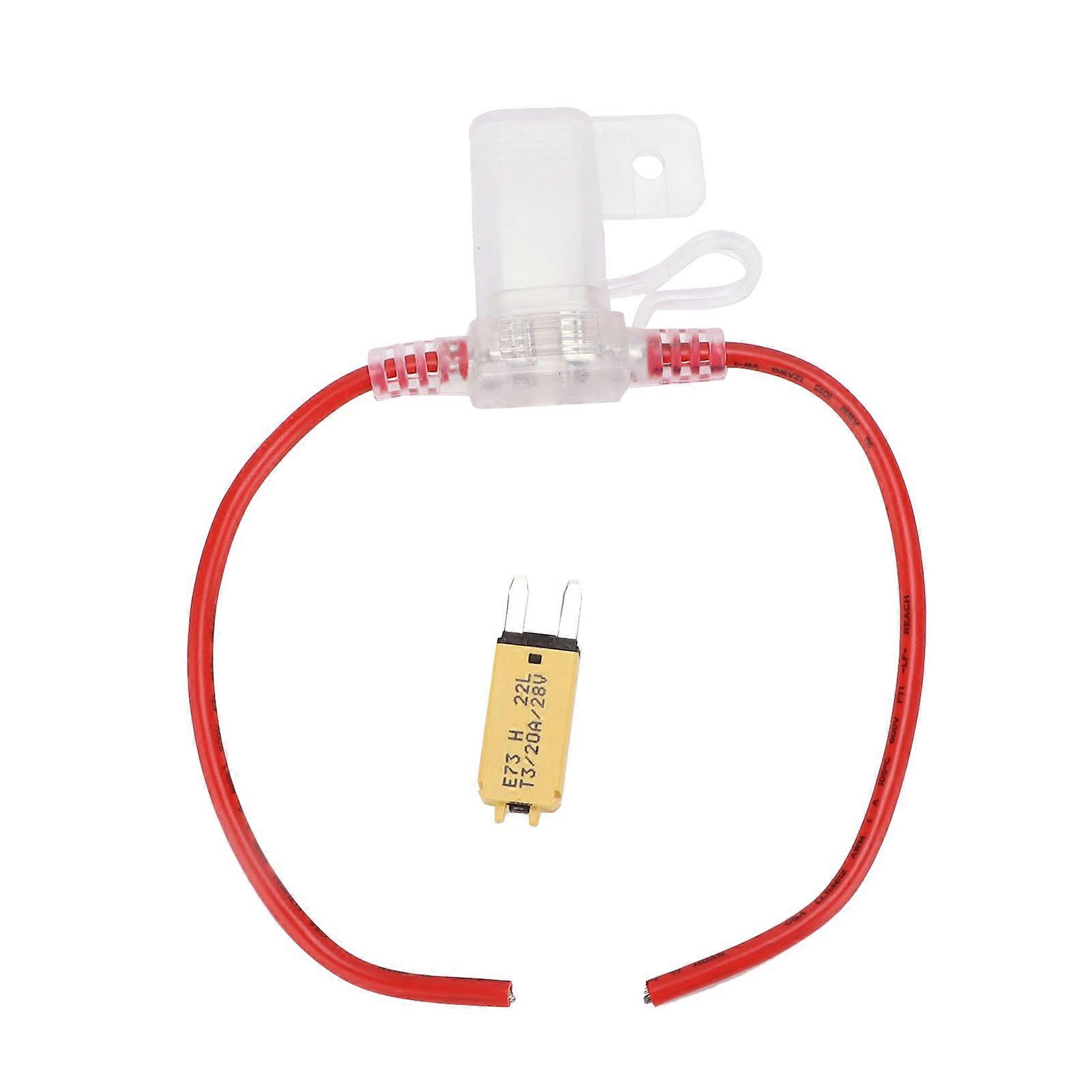 12AWG Fuse Holder Transparent Waterproof with Manual Reset Circuit Breaker for Car Yacht RV Truck 32V E2U711