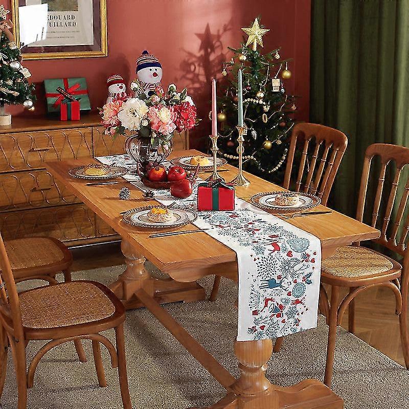 Simple thickened polyester fabric digital printing christmas table runner tailstock flag table cloth placemat