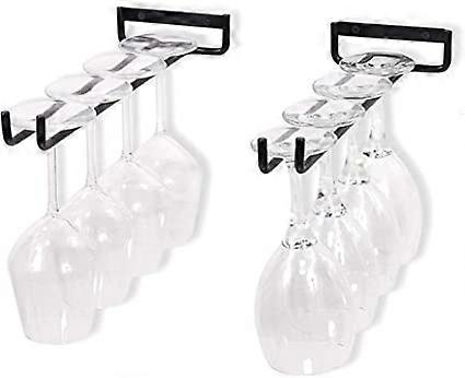 Kongqtee 2 Pack Wine Glass Racks Wall Mounted Hanging Rack Shelf Wine Cup Display Stand for Cabinet and Bar 30cm(Black)