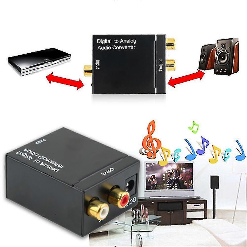 Dac Digital To Analog Audio Converter, Digital Spdif Optical Toslink Coaxial To Stereo Aux L / r Rca 3.5mm Jack Adapter
