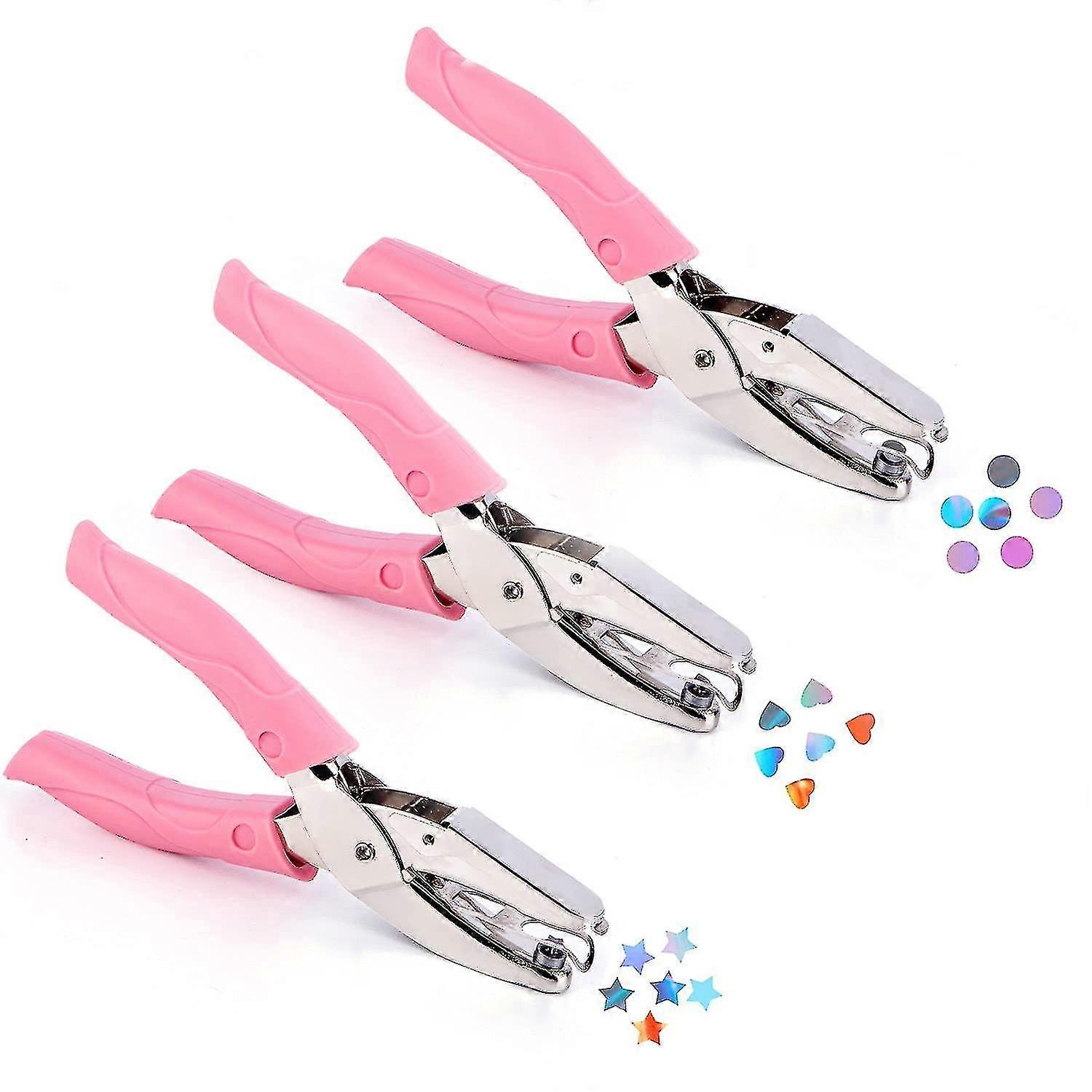 3pack لكمة ورقة هول المحمولة ، المثقاب ورقة ثقب واحد المعدنية ، دائرة نجمة على شكل قلب ثقب اللكمات