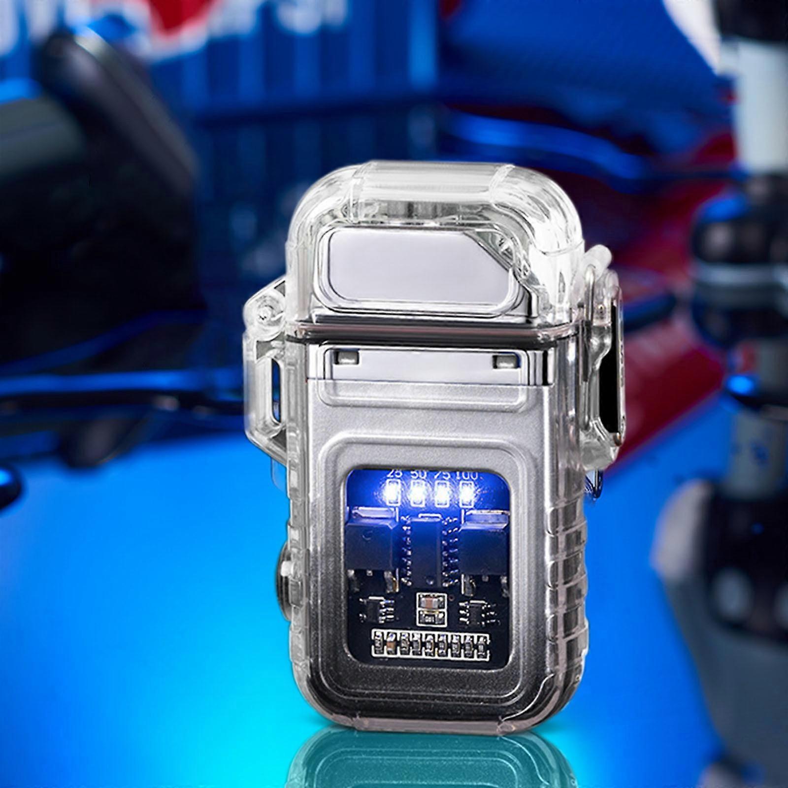 Isqueiro de arco com lanterna Isqueiro de plasma à prova de vento sem chama para viagens de acampamento ao ar livre