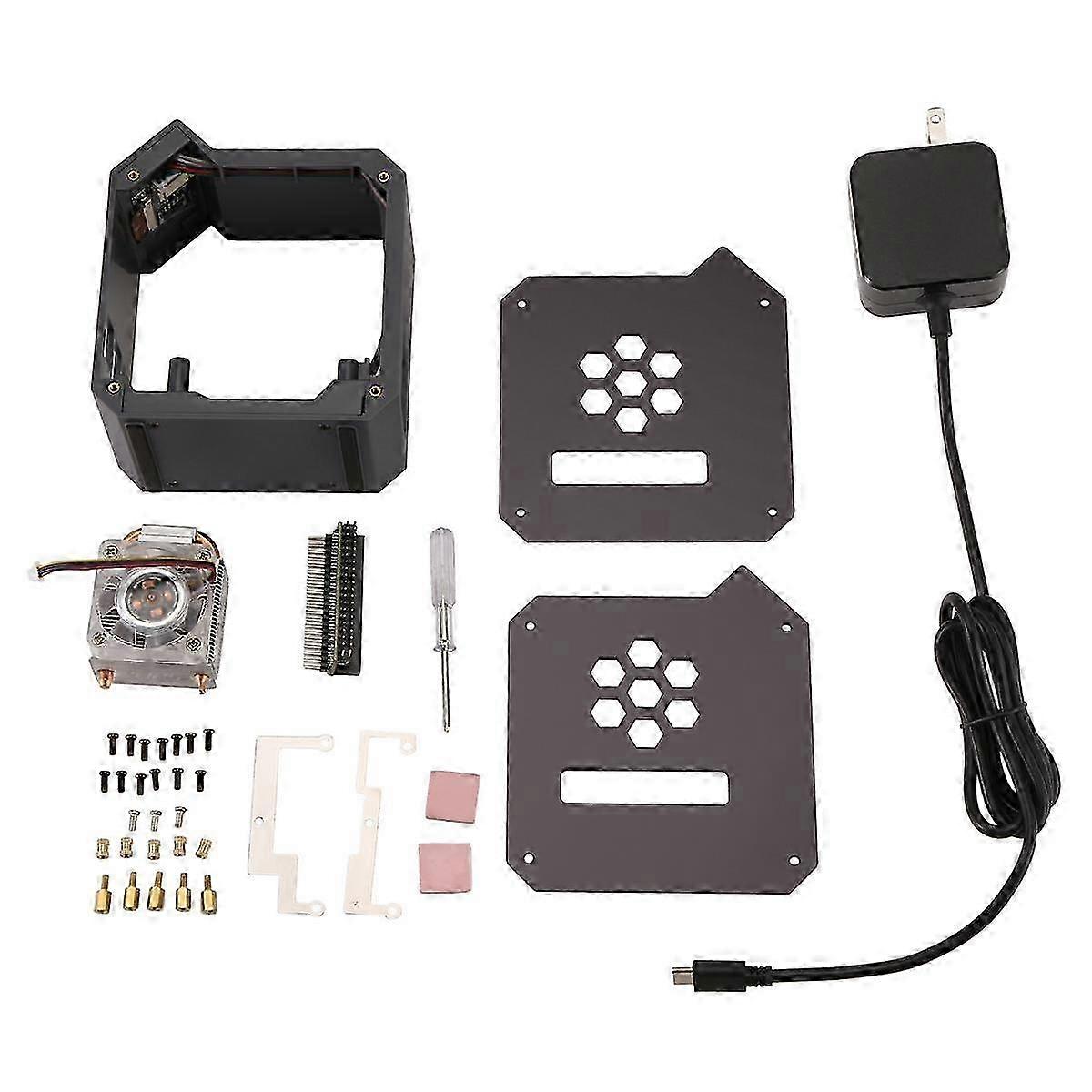 Mini-Tower-Lüfter mit Gehäuse-Kit mit Eisturm 0,96 Bildschirm Dispaly Netzteil für Raspberry Pi5 Us Stecker