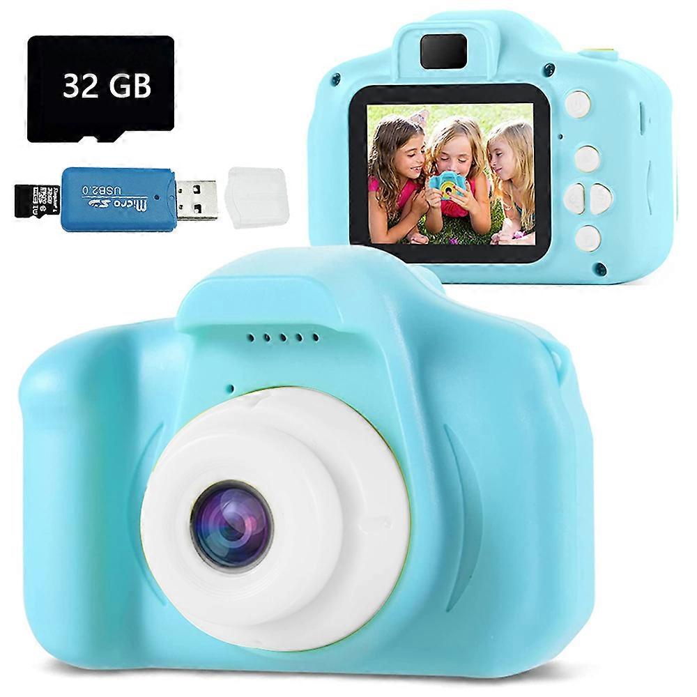 Children's digital camera - (800W pixels) blue+32G full memory card+card reader