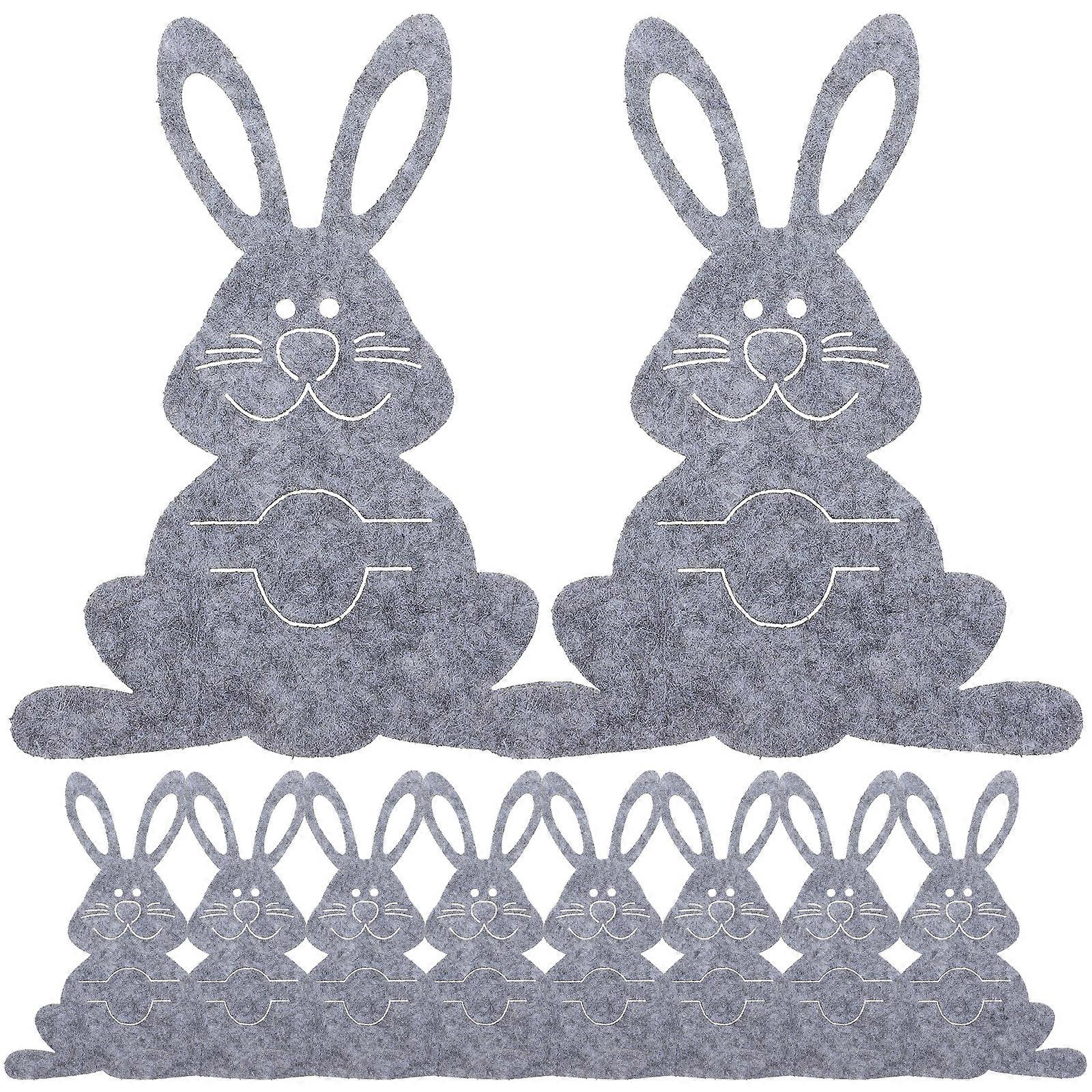 12pcs Easter Silverware Sleeves Bunny Shaped Cutlery Storage Bags for Dining Table