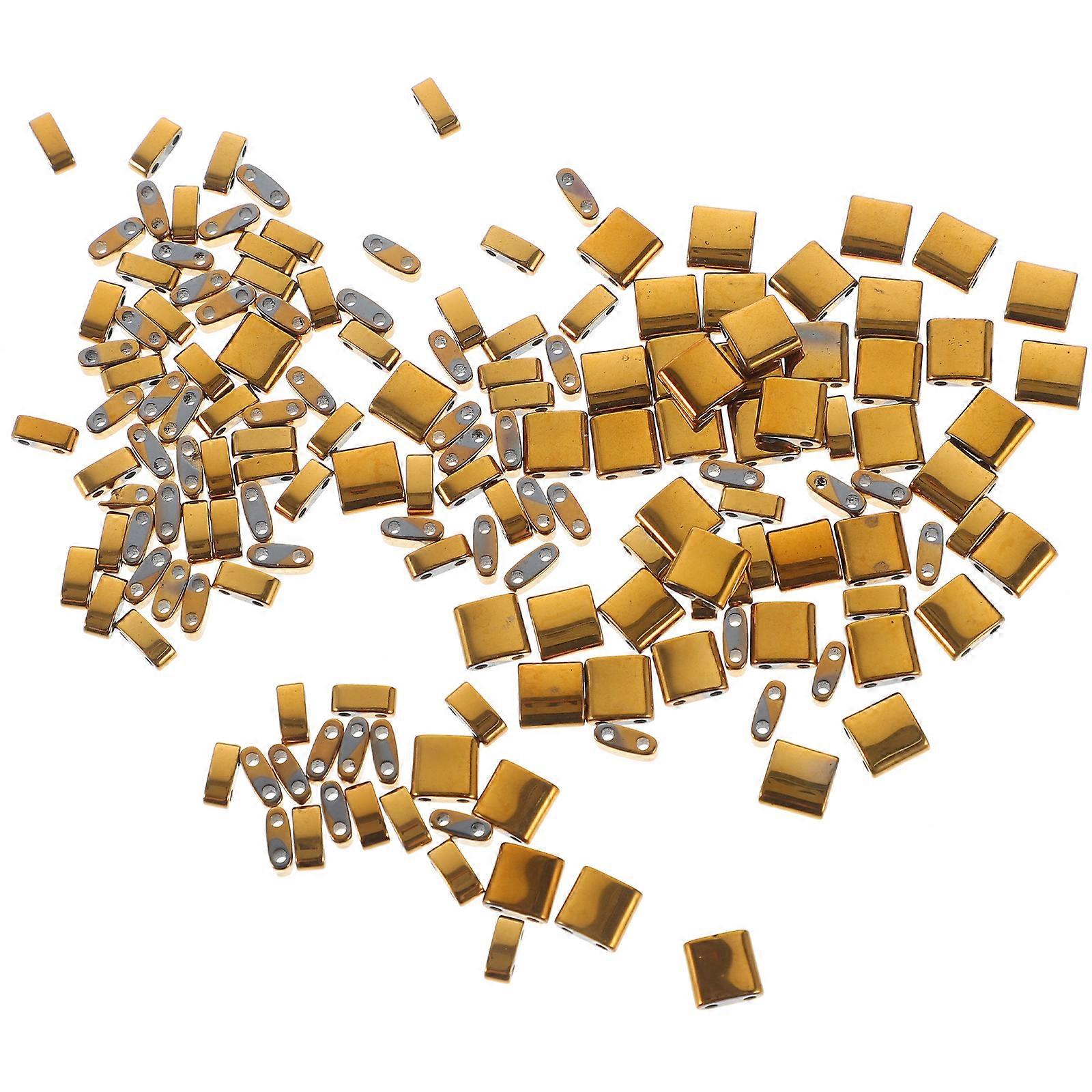 150pcs DIY 2-hole Glass Beads Flat Brick Beads Glass Beads Spacer Beads for Jewelry Making