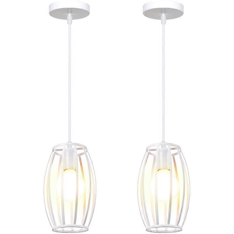 2PCS Lustre Susepnsion Industrielle Cage Mtal