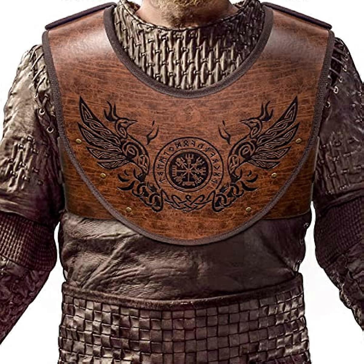 Embossed PU Leather Chest Armor Viking Warrior Chest Armor Medieval Knight Armor for LARP Cosplay Activities