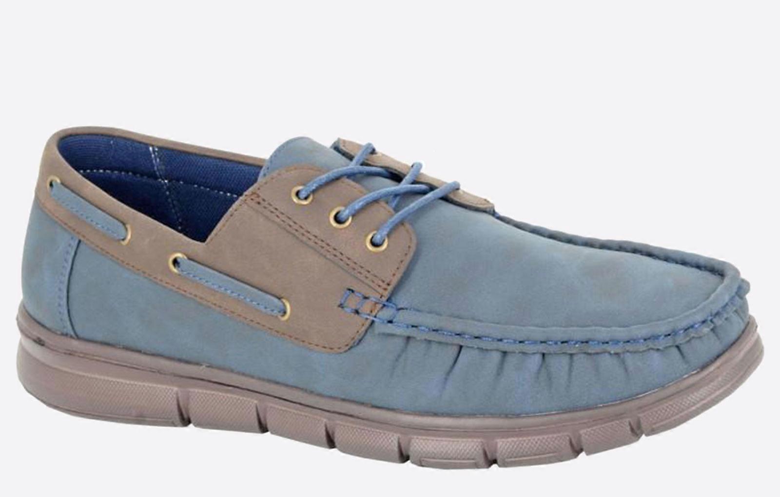 Scimitar Hebden Moccasin Shoes Navy/Brown