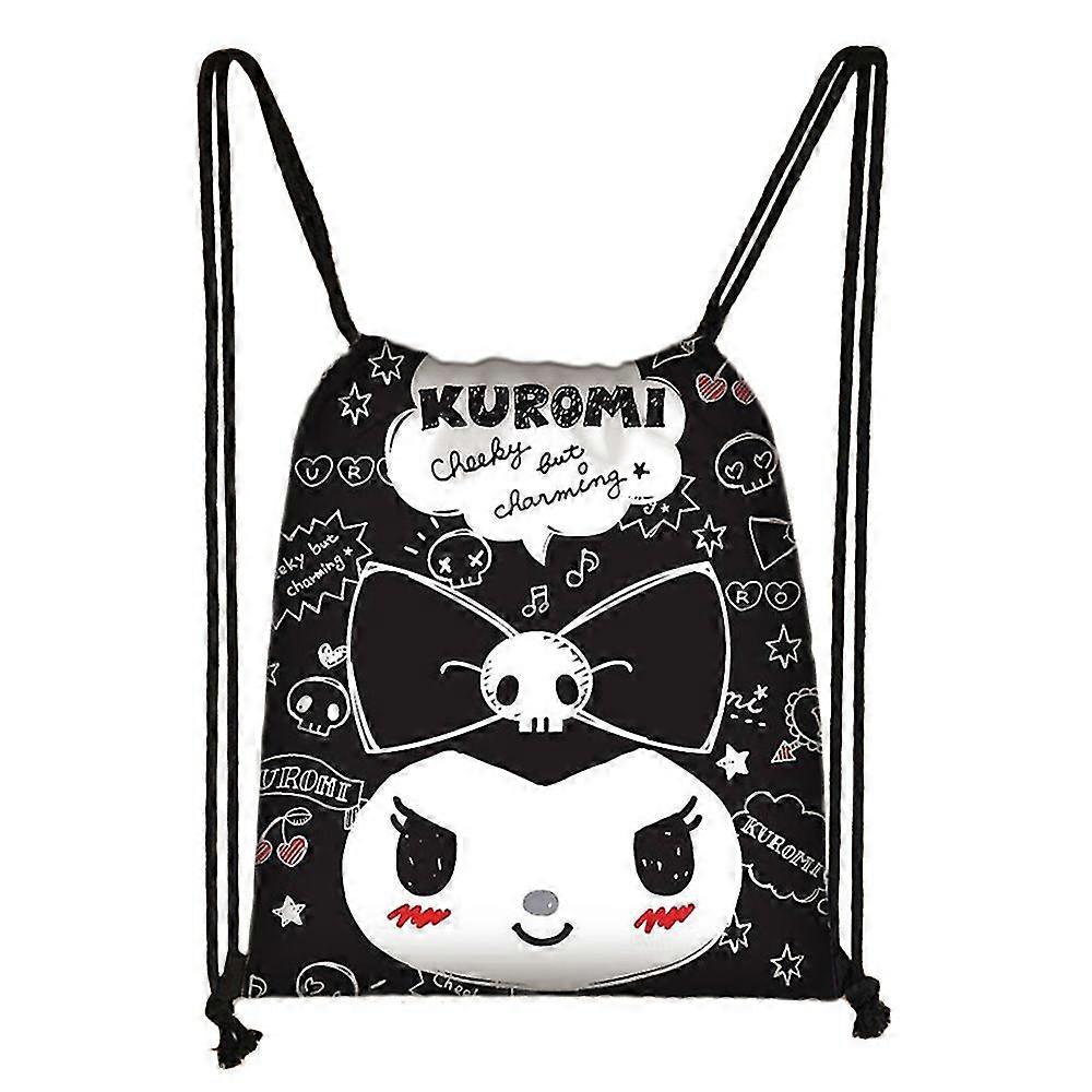 Sanrio Kawai Kuromi קריקטורה אנימה הדפס תיק שרוך ילדים בנות PE ספורט בית ספר שחייה תרמיל נסיעות תרמיל מתנה