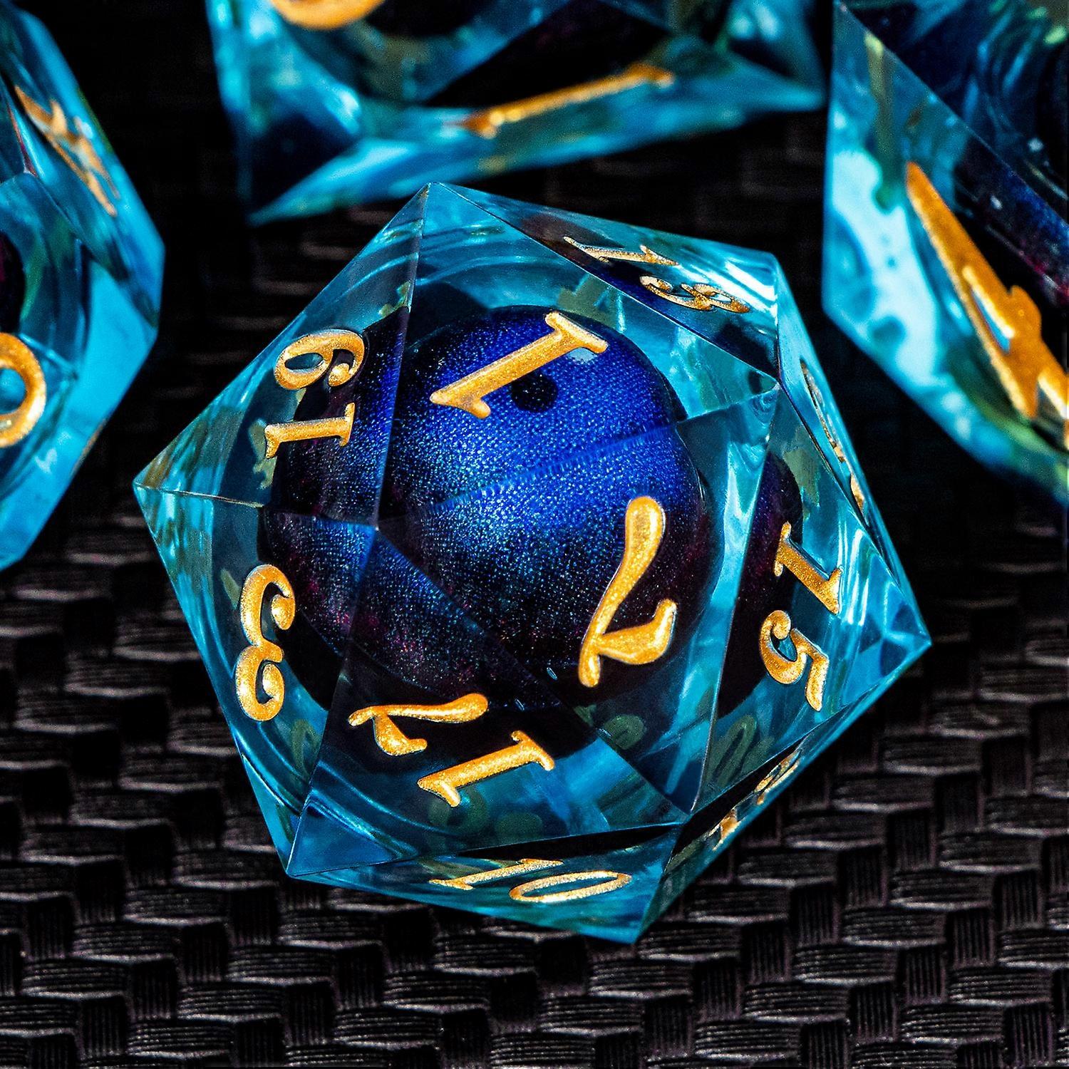 D20 Red Blue Liquid Flow Core D And D Polyhedral Rpg D6 Sharp Edge D+d Dice For Dungeon And Dragon Pathfinder Role Playing Games