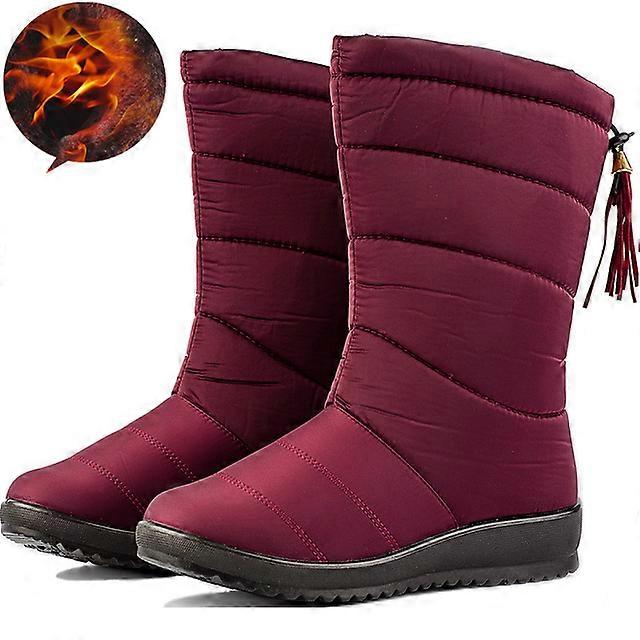 Botas de inverno femininas, botas de cano curto, botas de neve com penas, à prova d'água, sapatos de inverno com borlas, botas pretas de pele quente para mulheres