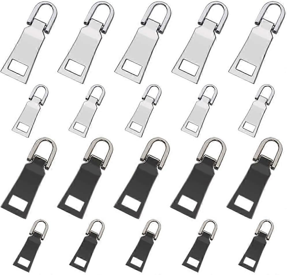 20 Pcs Zipper Pull Tabs Replacement Heavy Duty Zip Fixer Zipper Tags Repair Pull Tab