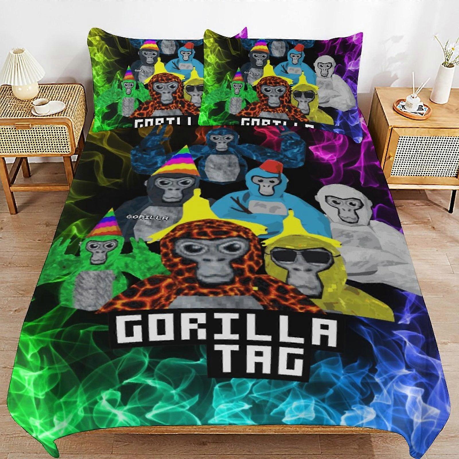 Gorilla Tag vuodevaatteet pussilakana Mukavat ja kevyet sarjakuvavuodevaatteet 3-osainen sänkysetti Twin (1 pussilakana ja 2 tyynyliinaa) HN330