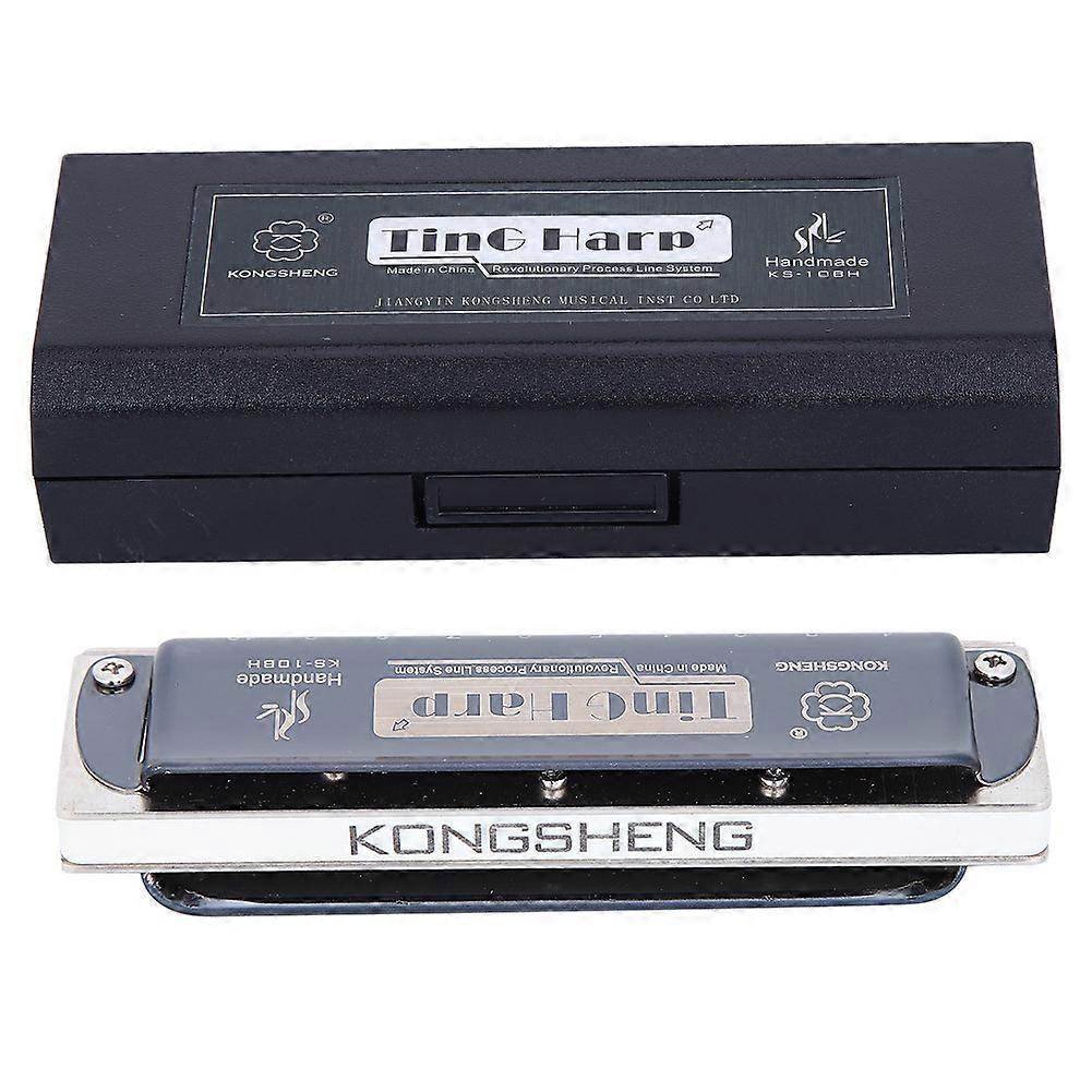 10Hole Harmonica Blues Ab Key Harp Wind Musical Instrument Beginner Practice KS10BHWhite