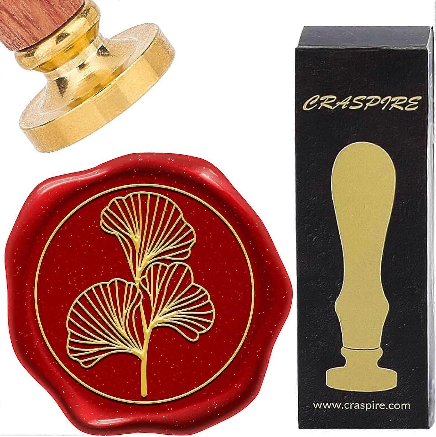 Ginkgo Leaf Wax Seal Stamps Sealing Wax Stamp 30mm Retro Removable Brass Head with Wooden Handle for DIY Scrapbooking Wedding Invitation Gift Wrap Env