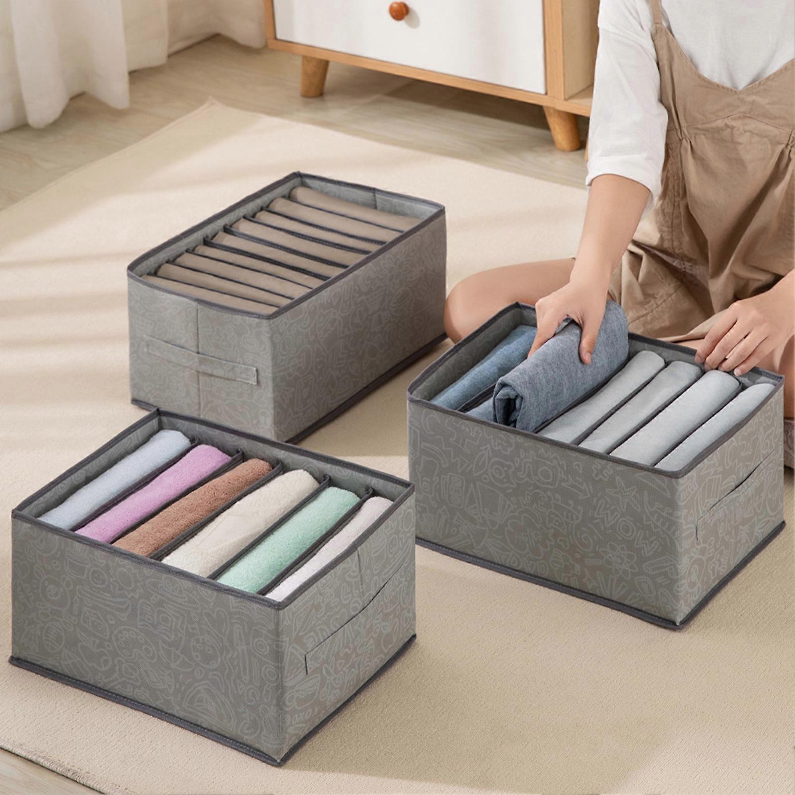 7 Grids Clothes Drawer Organizer Clothes Storage Baskets Bin for Wardrobe Shelf Under Bed