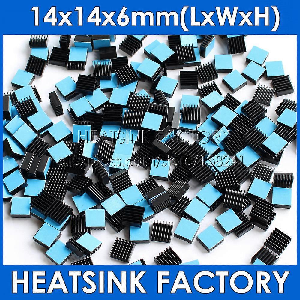14x14x6mm فضي / أسود بأكسيد الألومنيوم التبريد بالوعة الحرارة برودة المبرد غرفة التبريد مع شريط حراري مزدوج الجوانب